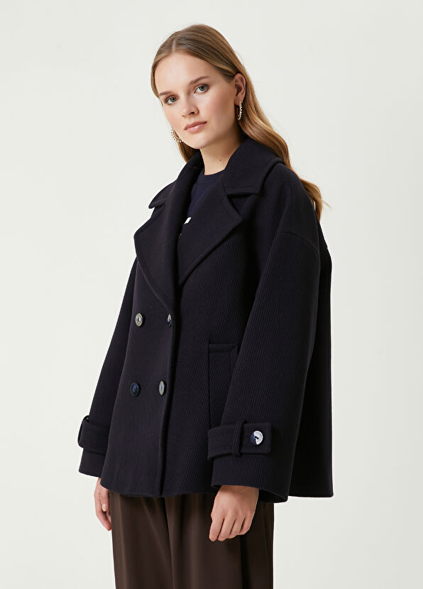 Beymen Club Lacivert Kruvaze Yün Kaban - 4