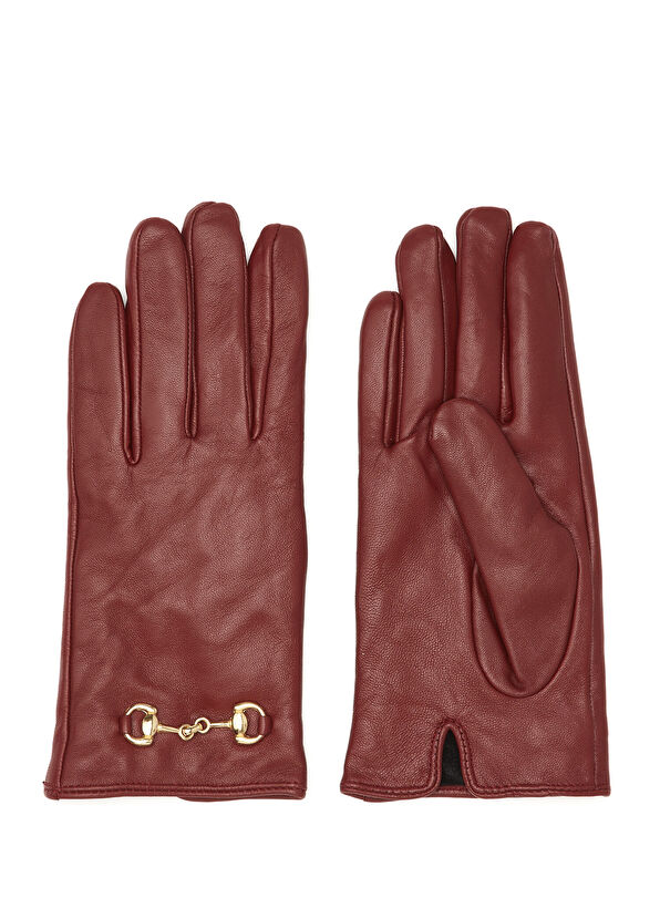 Bordo Kadın Deri Eldiven - Görsel 2