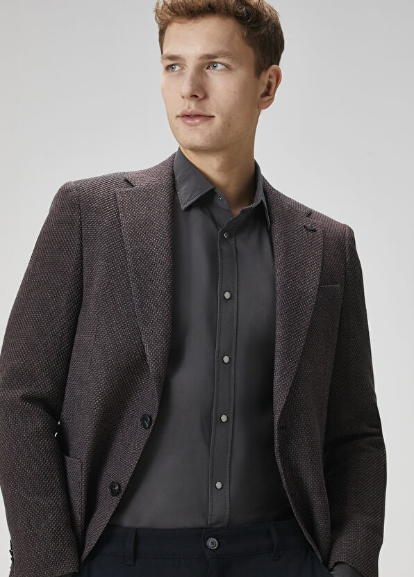 Beymen Club Plum Dobby Two-Tone Wool Blazer - 2