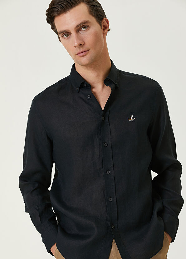 Beymen Club Comfort Fit Siyah Keten Gömlek - 2