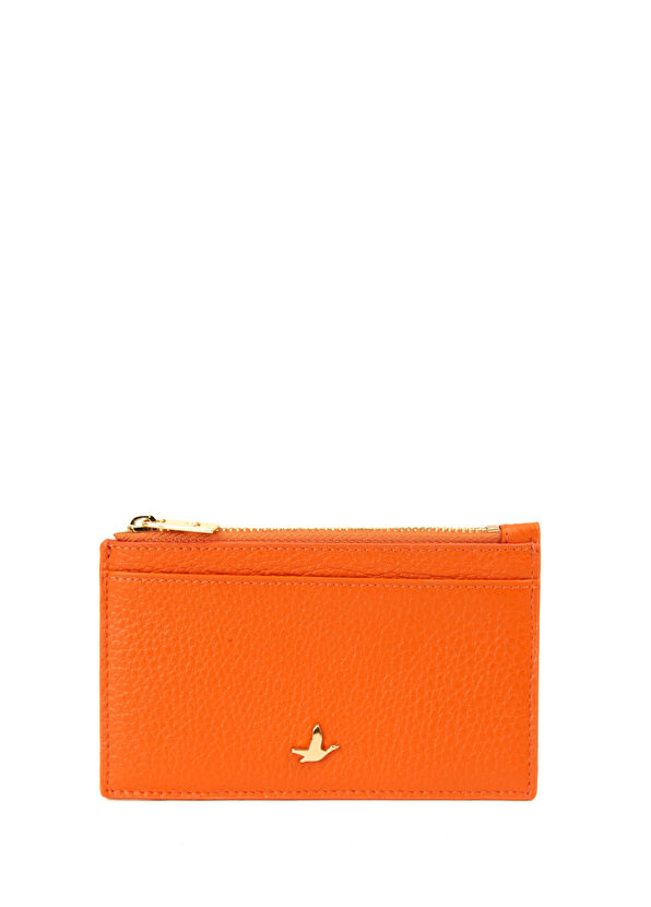 Beymen Club Orange Zippered Women's Leather Card Holder - 1