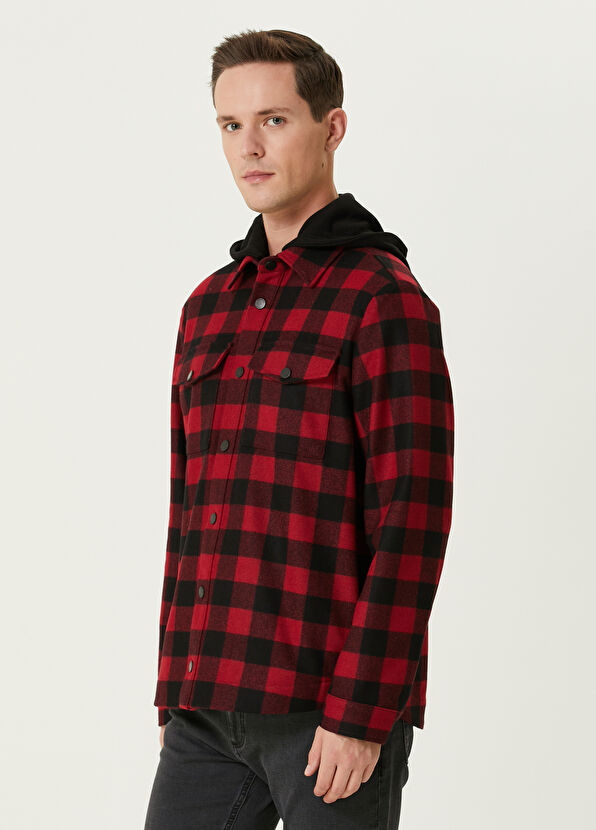 Beymen Club Red Hooded Wool Outer Shirt - 4