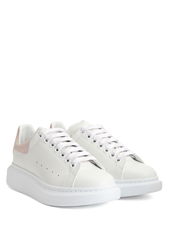 Oversized Beyaz Kadın Deri Sneaker - Görsel 4
