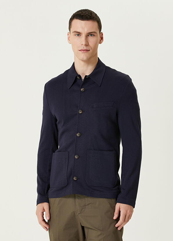 Pal Zileri Navy Blue Knit Jacket - 1