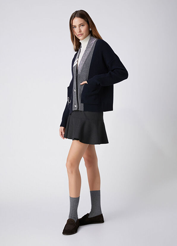 Beymen Club Navy Blue Crystal Logo College Cardigan - 3