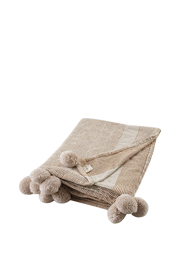 Buldan's Corfu Cotton-Linen Blend Tobacco Color Double Bedspread - 1