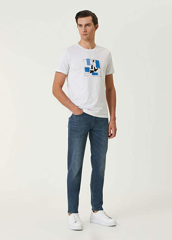 Beymen Club Beyaz Soyut Grafik Kaz Baskılı T-shirt - 3