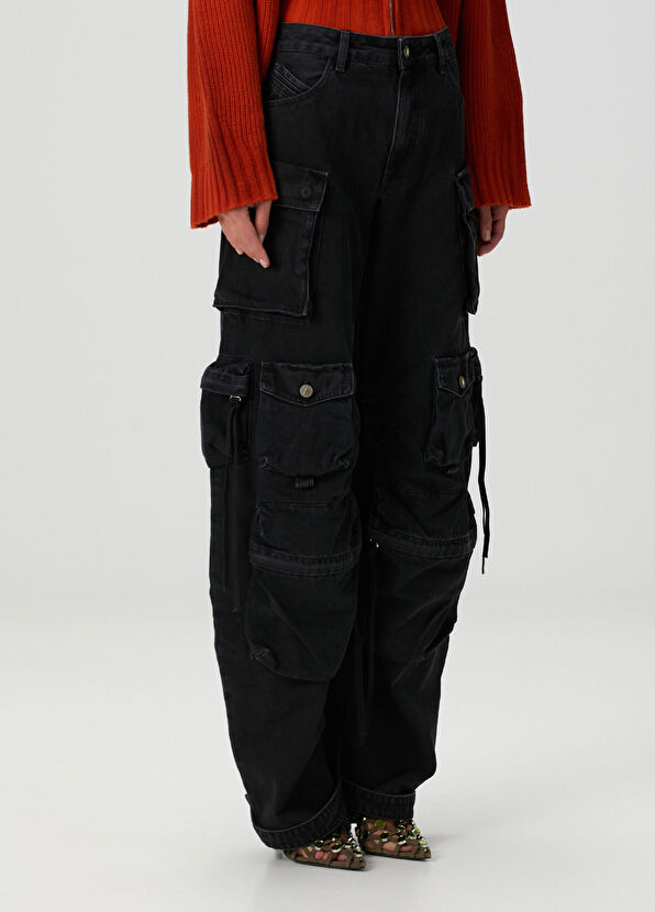 The Attico Black Cargo Jeans - 2