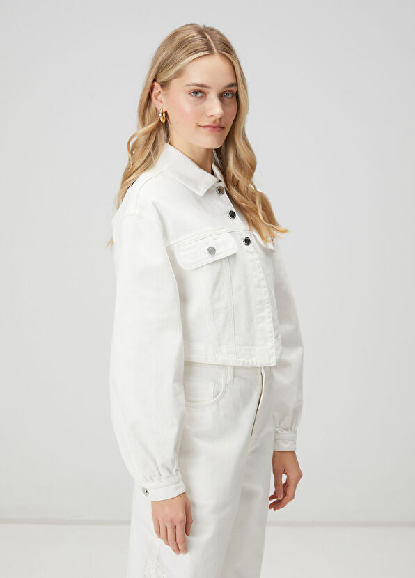 Beymen Club Off-White Bead Embroidered Denim Jacket - 4