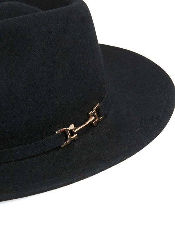 Beymen Club Black Gold Accessory Women's Fedora Wool Hat - 4