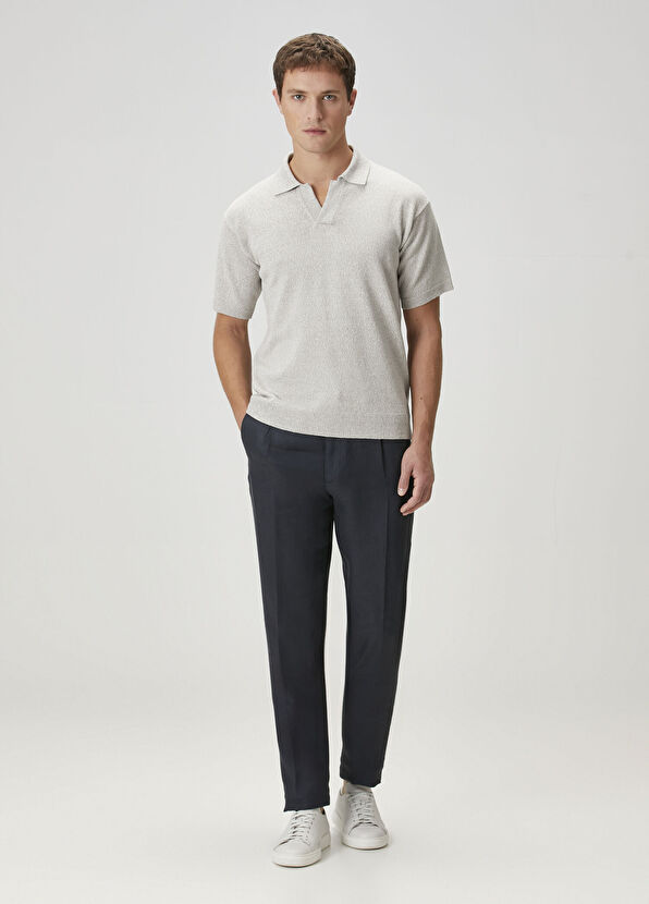 Lardini Antrasit Beli Kordonlu Keten Pantolon - 1