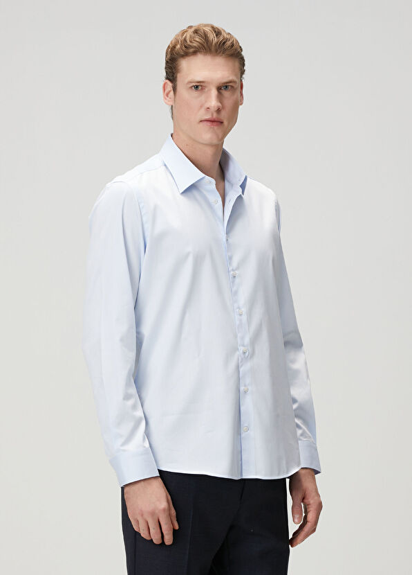 Custom Fit Mavi Gömlek - Görsel 6