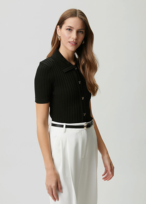 Beymen Club Black Short-Sleeve Polo Sweater - 1