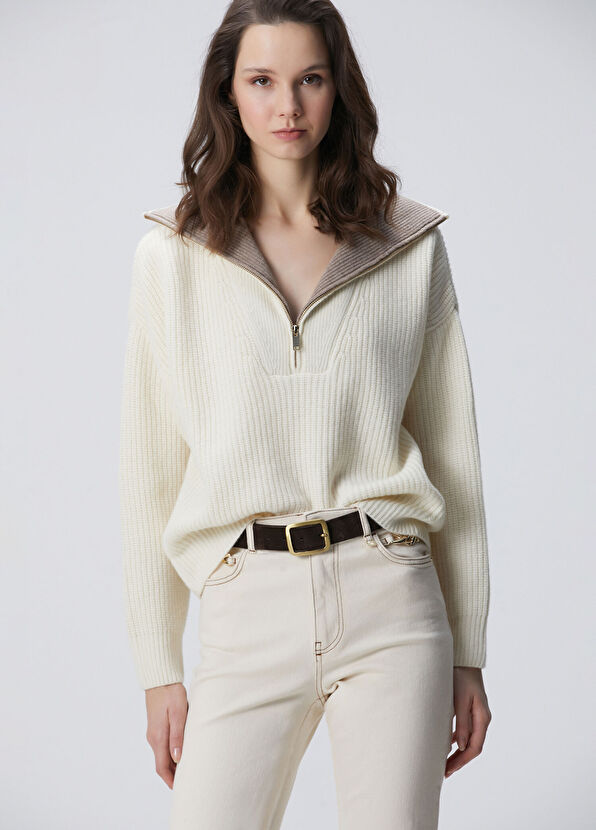 Network Limited Kırık Beyaz Yün Kazak - 1