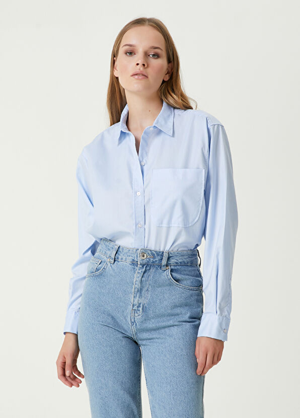 Beymen Club Açık Mavi Cepli Gömlek - 1