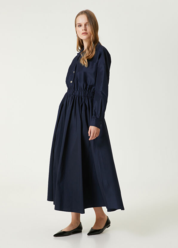 Beymen Club Lacivert Midi Tafta Elbise - 3