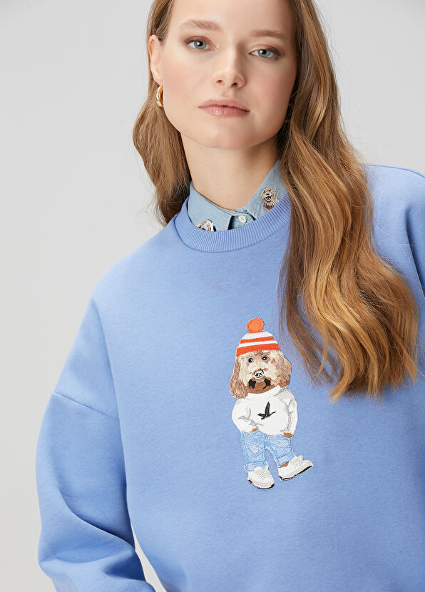 Beymen Club Blue Dog Embroidered T-Shirt - 1