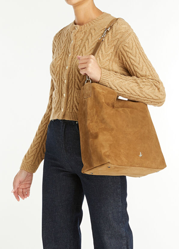 Beymen Club Taupe Women's Suede Hobo Shoulder Bag - 2