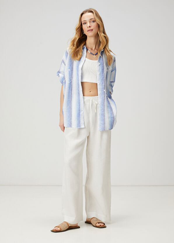 Beymen Club Kırık Beyaz Keten Pantolon - 1