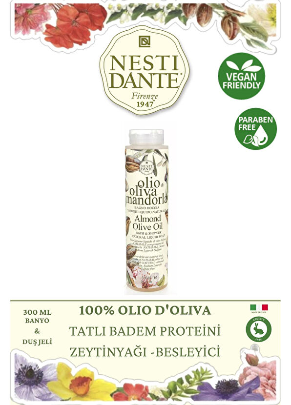 Nesti Dante Olio d'Oliva Badem ve Zeytinyağlı Arındırıcı Vegan Bakım Banyo ve Duş Jeli 300 ml - 2