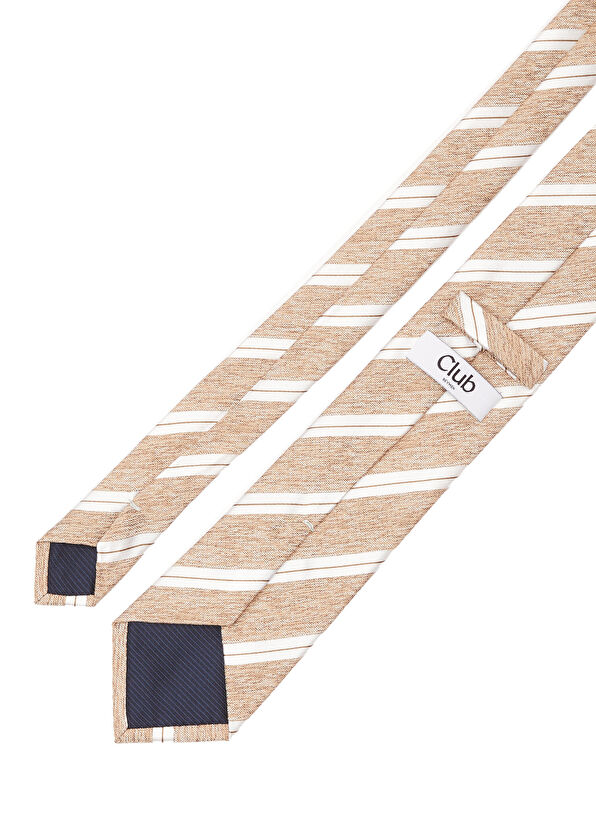 Beymen Club Linen Tie With Brown Line Pattern - 2