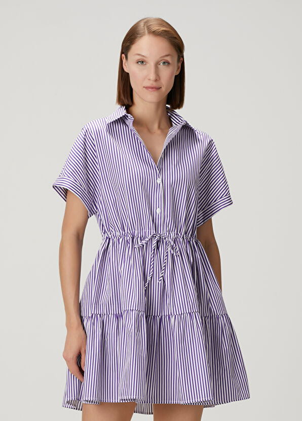 Beymen Club Purple Striped Mini Shirt Dress - 1