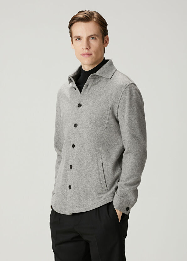 Maurizio Baldassari Koyu Gri Kaşmir Dış Gömlek - 3