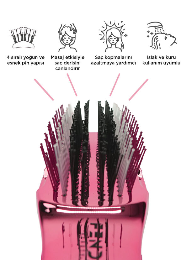 FENDA Professional 4-Pin Compact Pink Hair Brush - 2