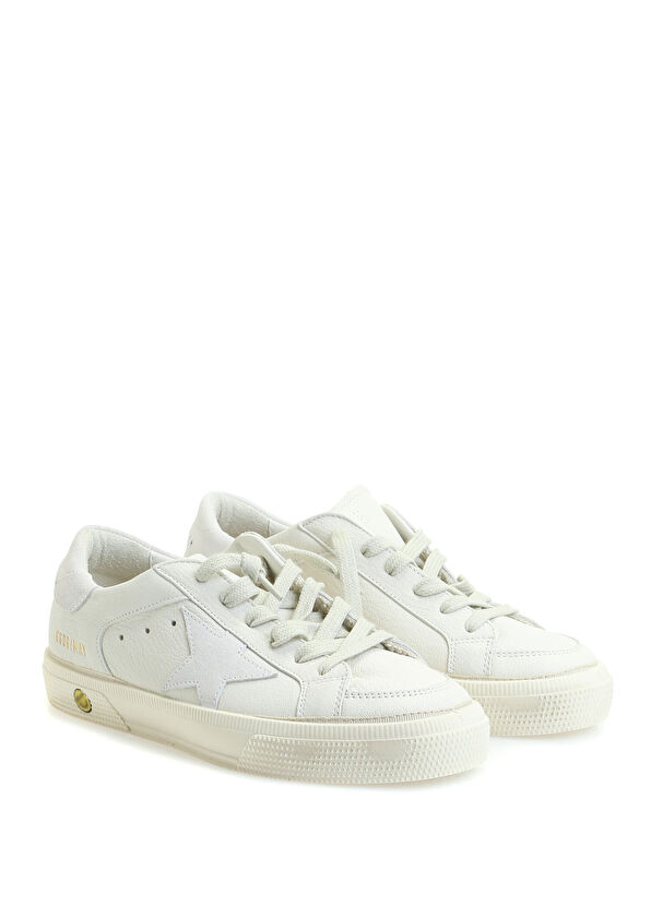 Golden Goose May Beyaz Çocuk Deri Sneaker - 4