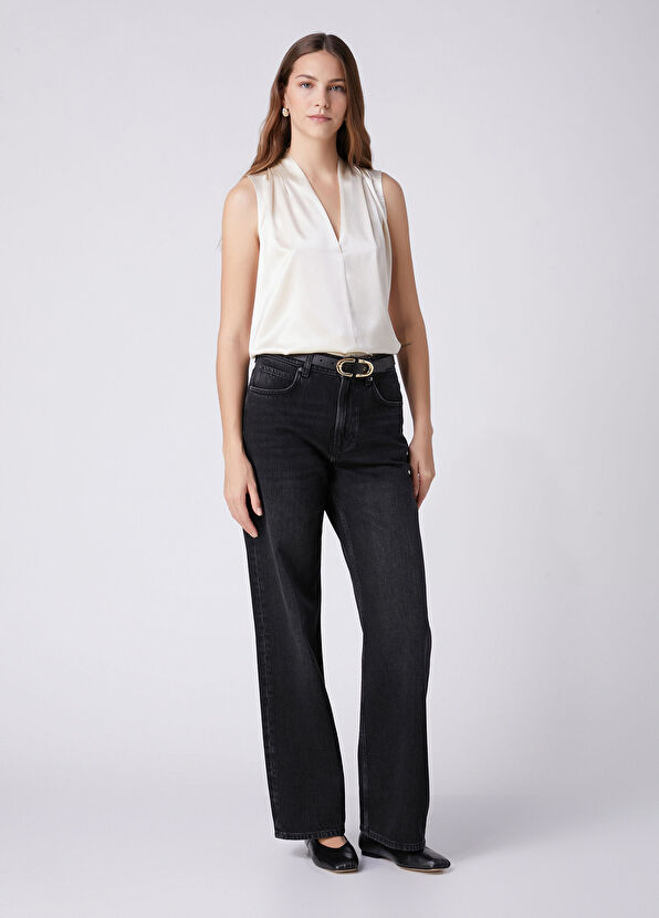 Beymen Club Cream Sleeveless Silk Blouse - 3