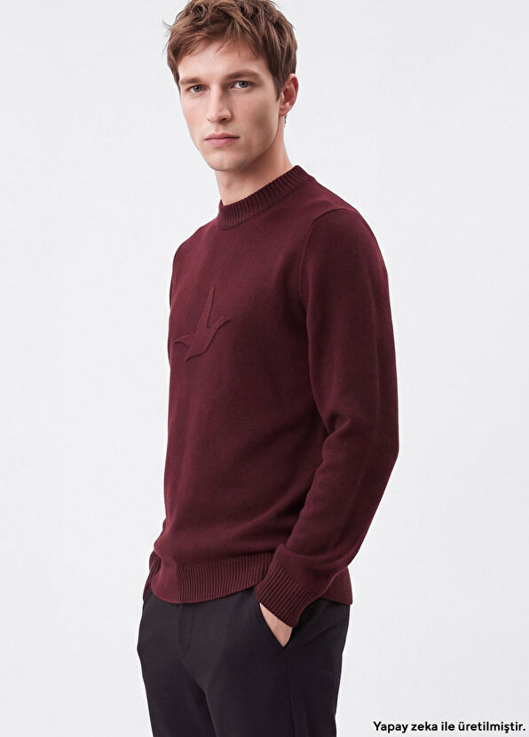 Beymen Club Plum Ribbed Collar Goose Logo Sweater - 3