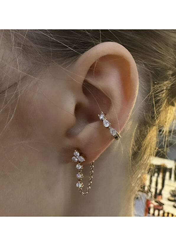 Markiz Jewelery Carla 14 Ayar Rose Gold Pırlanta Küpe - 2