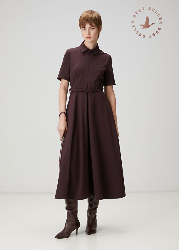 Beymen Club Midi Shirt Dress With Burgundy Belt - 1