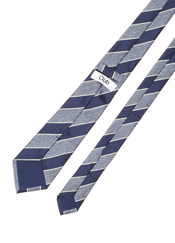 Beymen Club Blue Striped Silk Cotton Blend Tie - 2