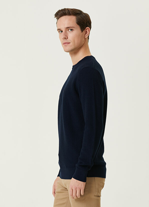 Beymen Club Navy Blue Textured Wool Sweater - 4