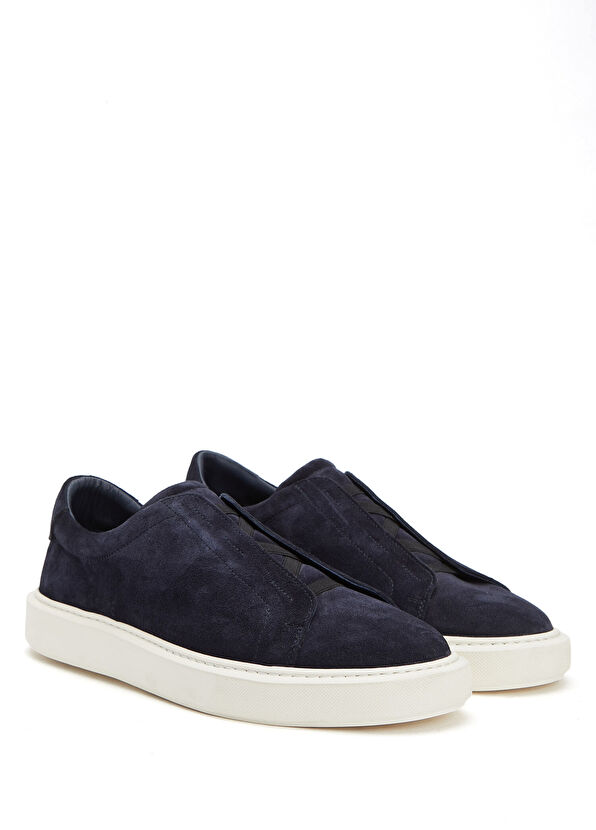 Beymen Club Navy Blue Elastic Men's Suede Sneakers - 2