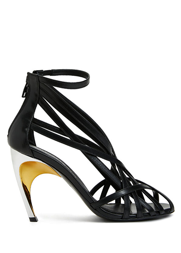 McQueen Armadillo Siyah Kadın Deri Sandalet - 1