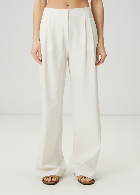 Beymen Club Kırık Beyaz Keten Pantolon - 4