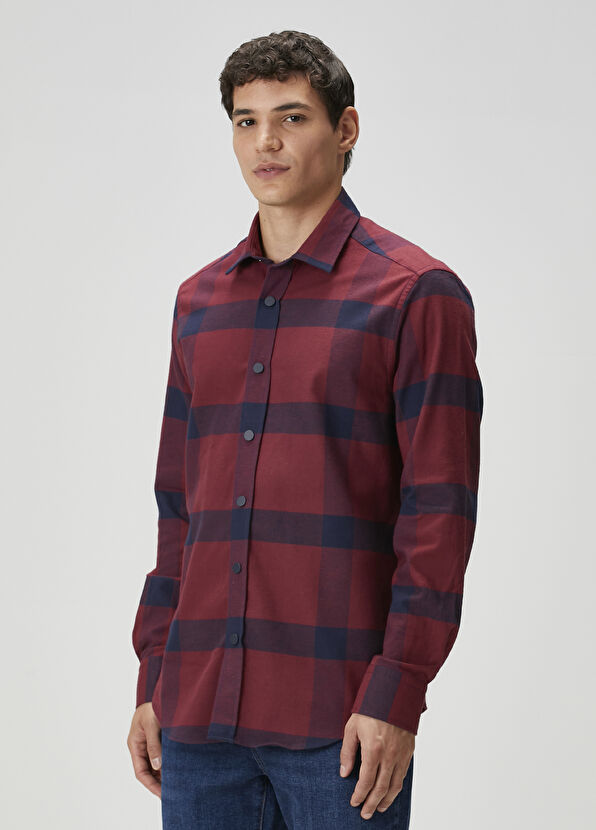 Beymen Club Comfort Fit Kırmızı Büyük Ekose Desenli Gömlek - 4