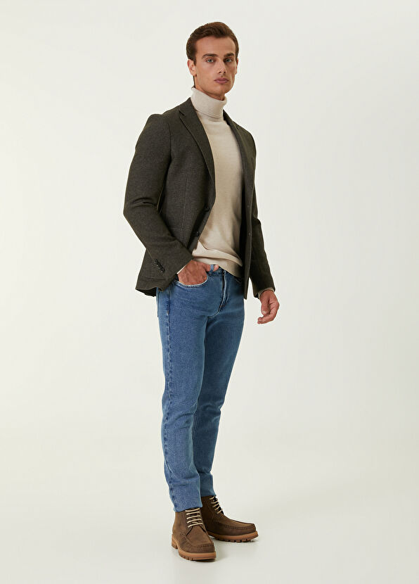 Beymen Club Slim Fit Haki Yün Flanel Kaşe Ceket - 2