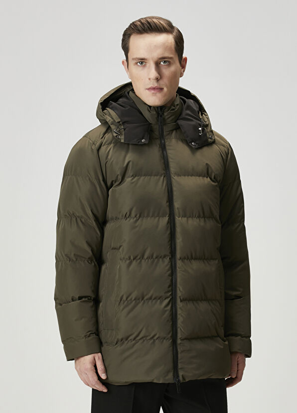 Beymen Club Khaki Hooded Puff Coat - 1