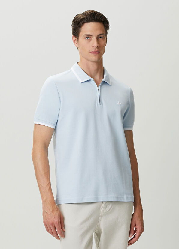 Beymen Club Açık Mavi Beyaz Polo Yaka T-shirt - 2