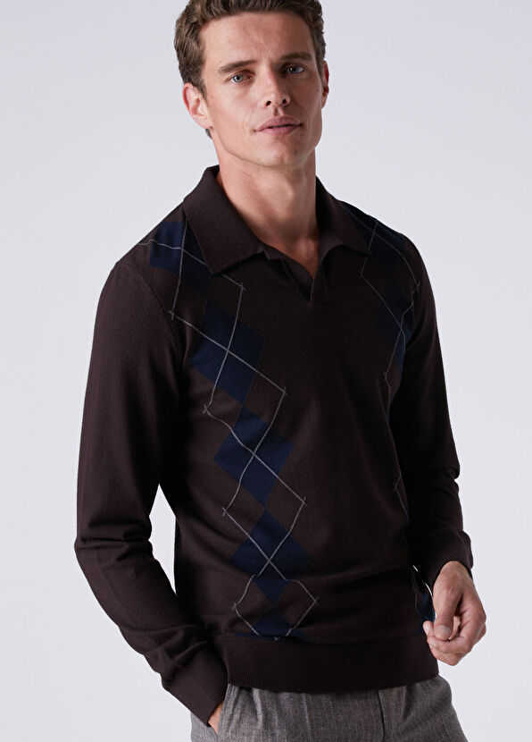 Beymen Club Brown Diamond Patterned Sweater - 2