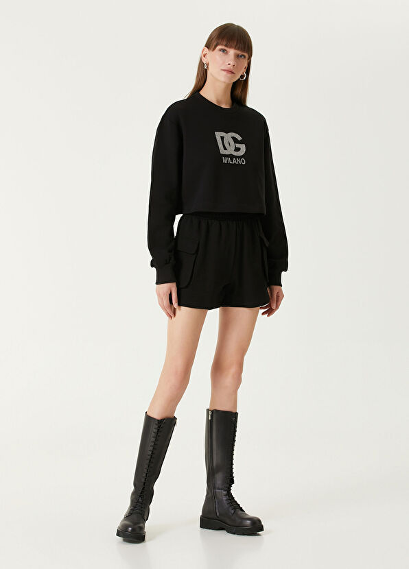 Dolce&Gabbana Siyah Cropped Sweatshirt - 2