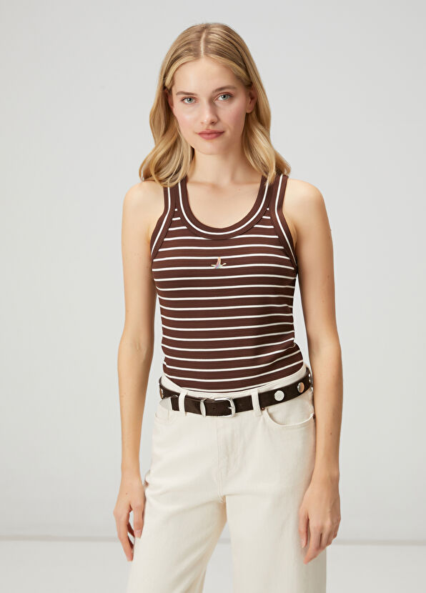 Beymen Club Kahverengi Çizgili Atlet - 1