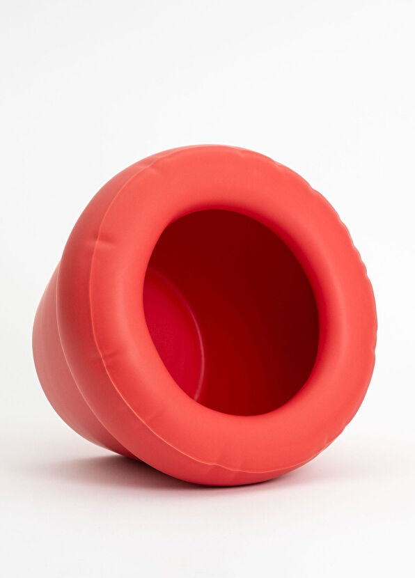 Home Studio Pierre Coral Matte Red Ceramic Flower Pot - 3