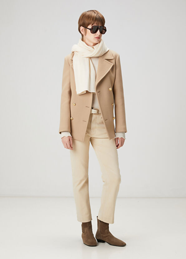 Beymen Club Camel Double-Breasted Wool Coat - 2