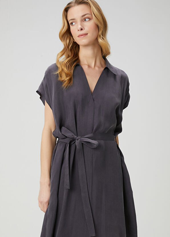 Beymen Club Antrasit Mini Gömlek Elbise - 3