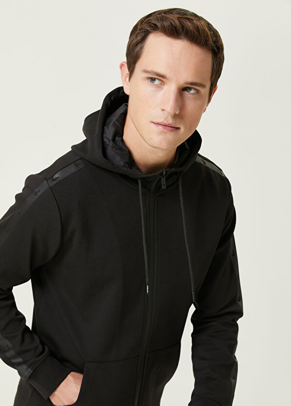 Beymen Club Siyah Kapüşonlu Şerit Kuş Baskılı Sweatshirt - 2