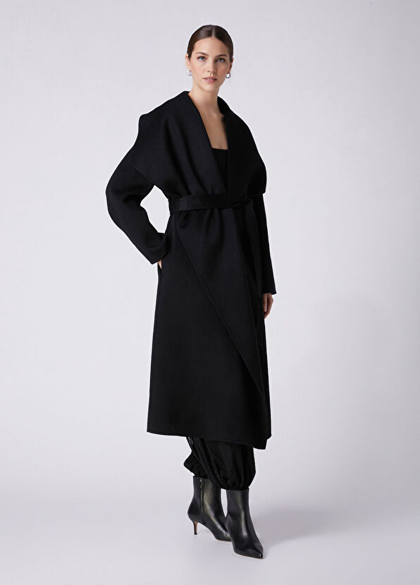 Beymen Club Black Belted Wool Coat - 3